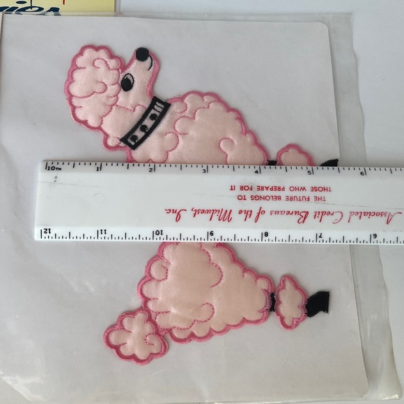 Vintage Poodle Iron On Patches Set of 2 Black & Pink Retro Appliqués 1950s Style - Picture 8 of 11